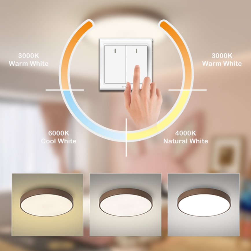 Brilagi - Plafonieră LED POOL, 60W, 230V, 3000/4000/6000K, Ø 60 cm, maro