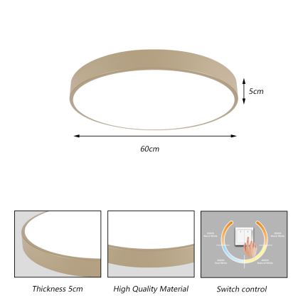 Brilagi - Plafonieră LED POOL, 60W, 230V, 3000/4500/6000K, Ø 60 cm, bej