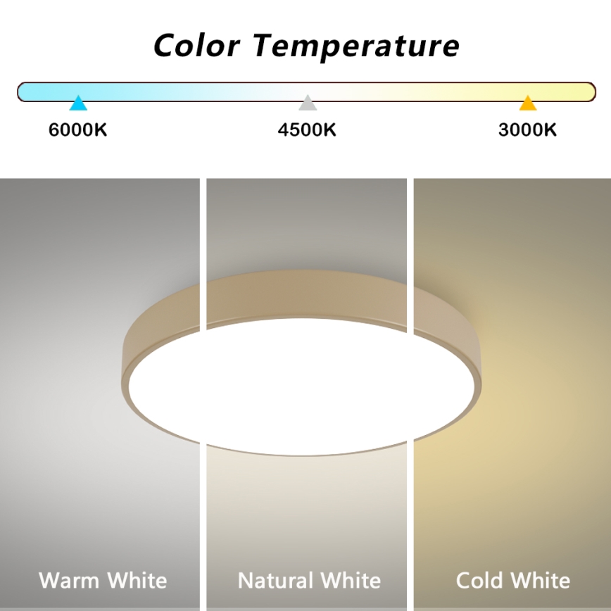 Brilagi - Plafonieră LED POOL, 60 W, 230 V, 3000/4500/6000 K, Ø 60 cm, bej