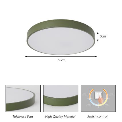 Brilagi - Plafonieră LED POOL, 60 W, 230 V, 3000/4000/6000 K, Ø 50 cm, verde