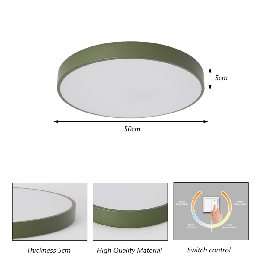 Brilagi - Plafonieră LED POOL, 60 W, 230 V, 3000/4000/6000 K, Ø 50 cm, verde