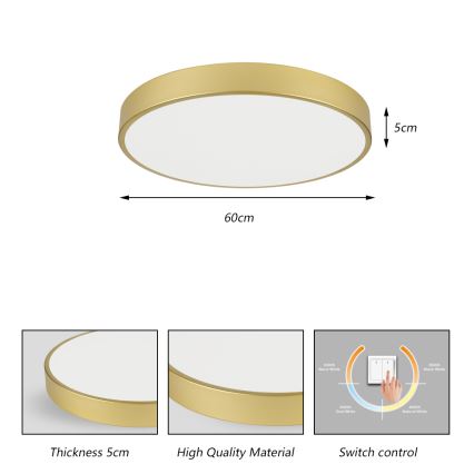 Brilagi - Plafonieră LED POOL, 60W/230V, 3000/4000/6000K, Ø 60 cm, auriu