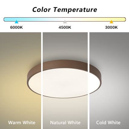 Brilagi - Plafonieră LED dimmabilă POOL, 60 W, 230 V, 3000–6000 K, Ø 50 cm, maro, cu telecomandă
