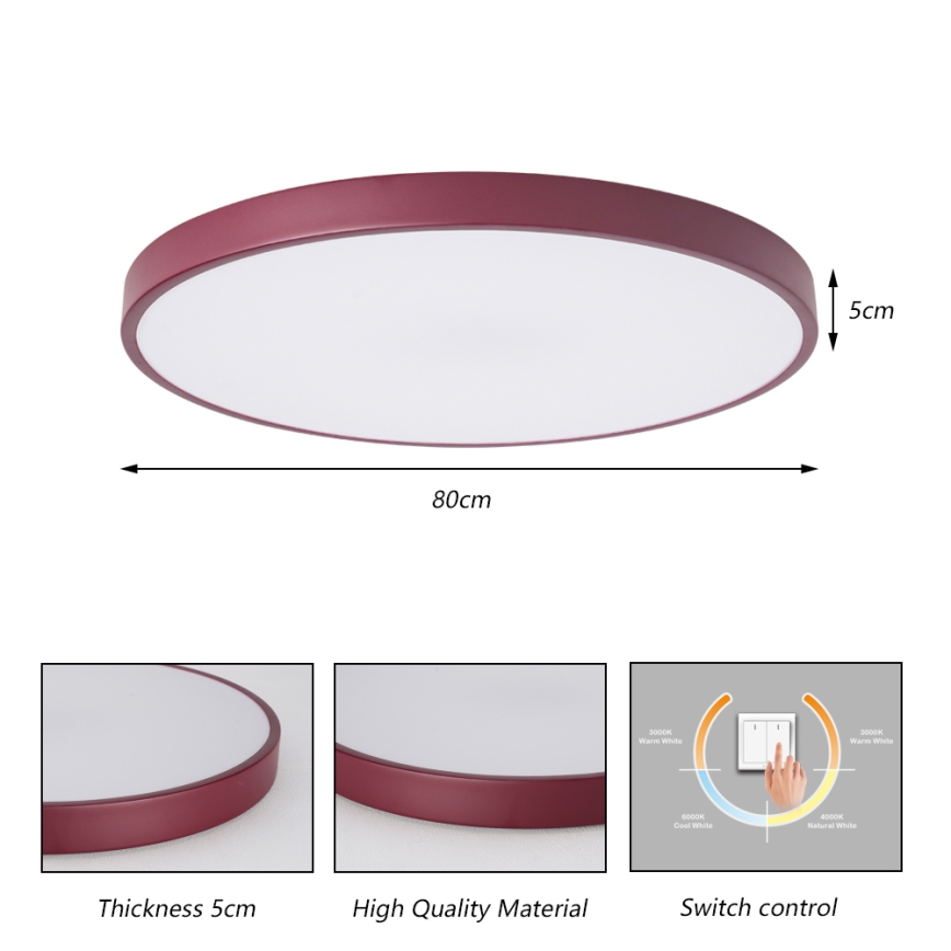 Brilagi - Plafonieră LED POOL LED/100W/230V 3000/4000/6000K Ø 80 cm vișiniu