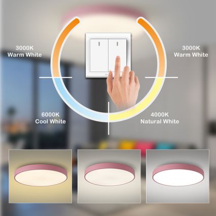 Brilagi Plafonieră LED POOL, 100W, 230V, 3000/4000/6000K, Ø 80 cm, roz