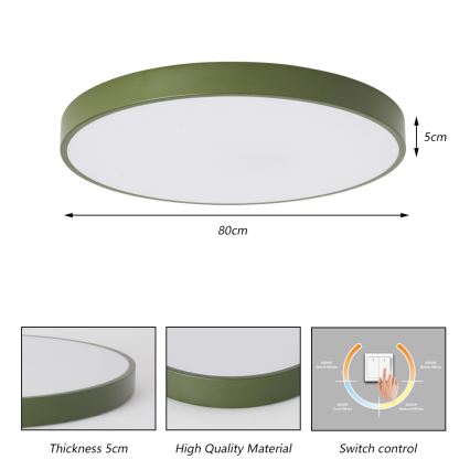 Brilagi Plafonieră LED POOL, 100W, 230V, 3000/4000/6000K, Ø 80 cm, verde