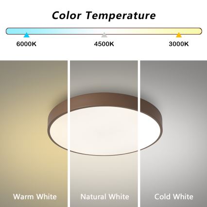 Brilagi - Plafonieră LED POOL, 36 W, 230 V, 3000/4000/6000K, Ø 30 cm, maro