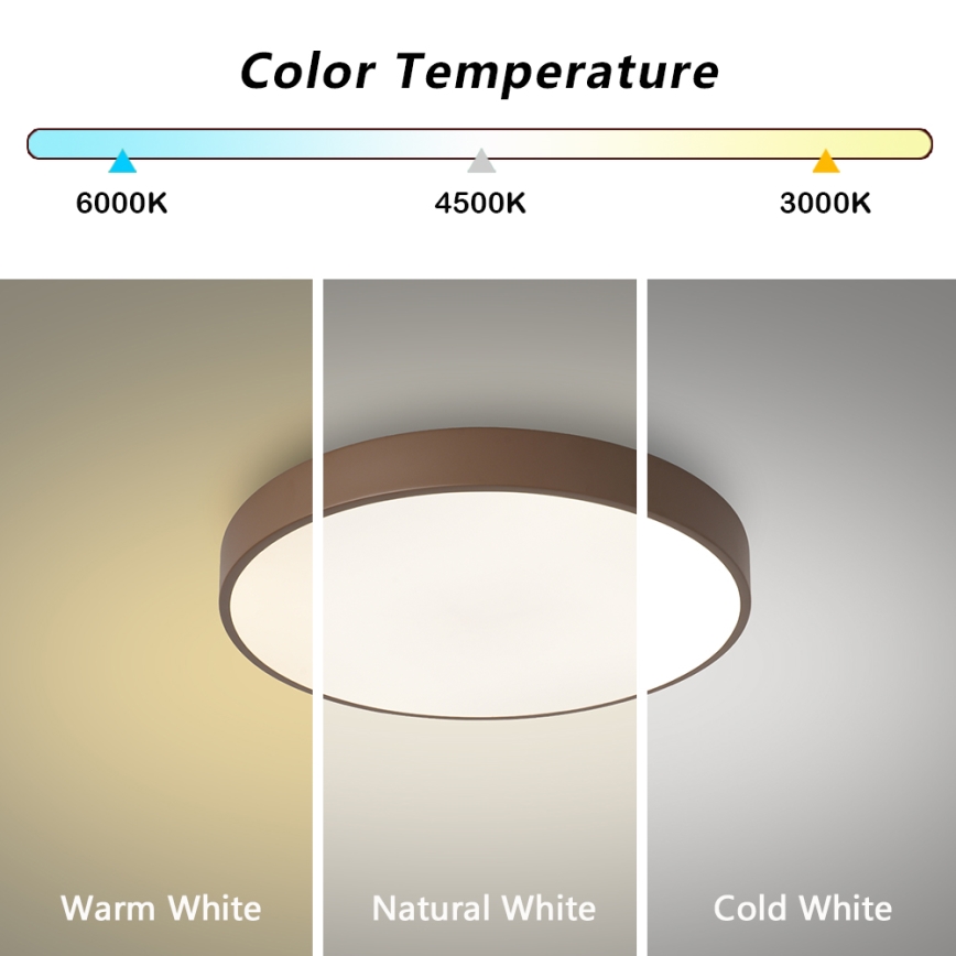 Brilagi - Plafonieră LED POOL, 36 W, 230 V, 3000/4000/6000K, Ø 30 cm, maro