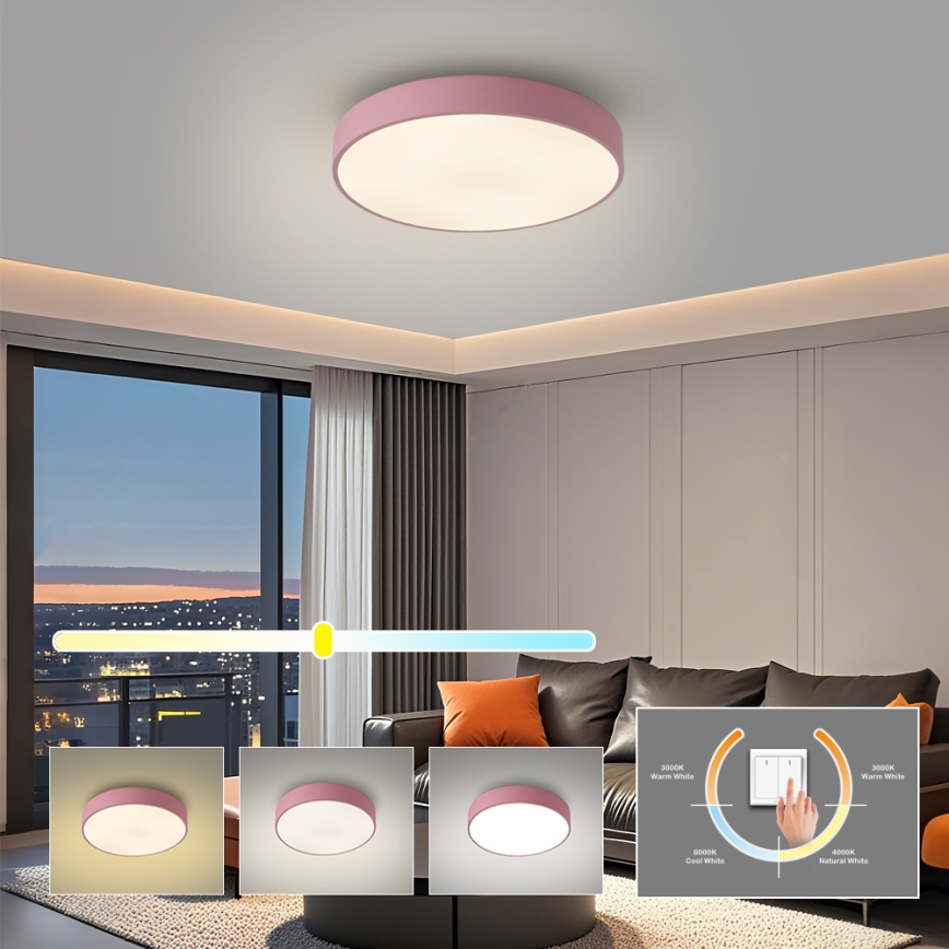 Brilagi - Plafonieră POOL LED/36W/230V 3000/4000/6000K Ø 30 cm roz