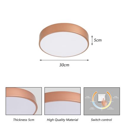 BRILAGI - Plafonieră LED POOL LED/36W/230V 3000/4000/6000K Ø 30 cm, finisaj cupru