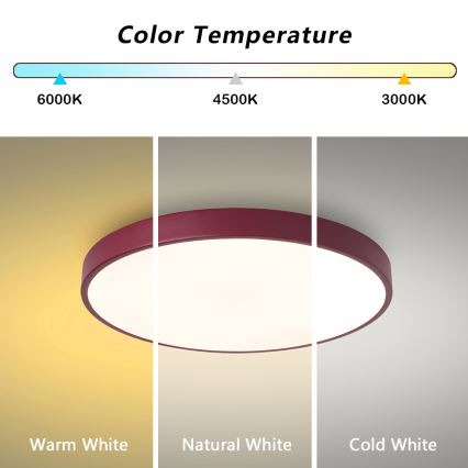 Brilagi - Plafonieră LED POOL, 60 W, 230 V, 3000/4000/6000 K, Ø 50 cm, burgundiu