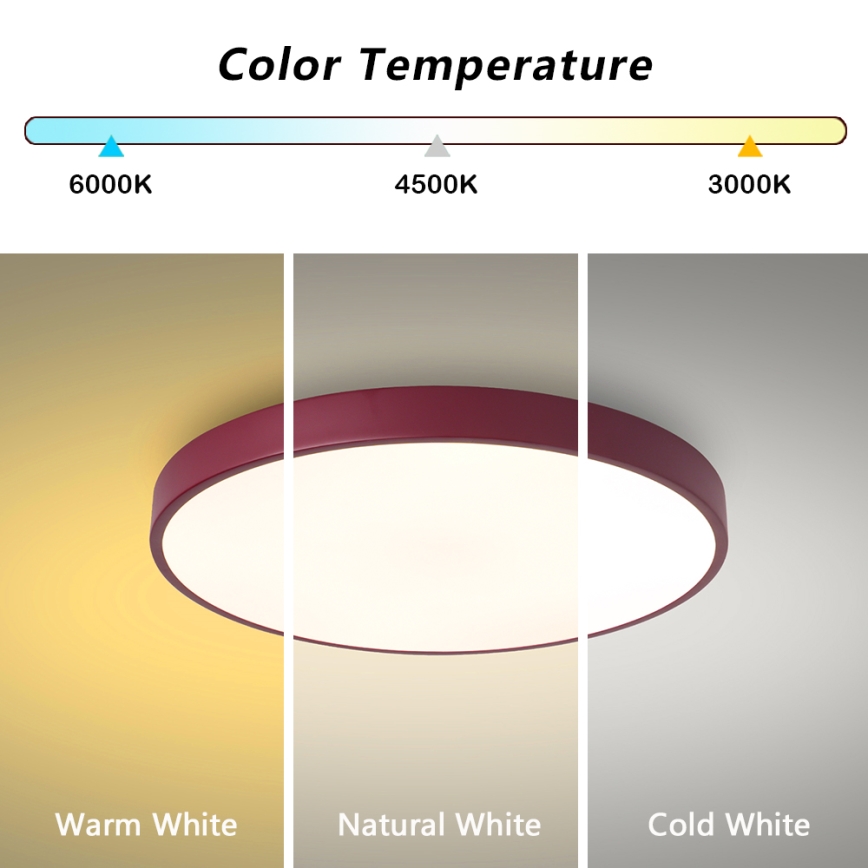 Brilagi - Plafonieră LED POOL, 60 W, 230 V, 3000/4000/6000 K, Ø 50 cm, burgundiu