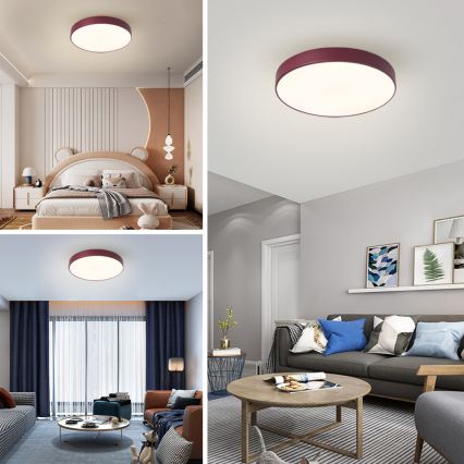 Brilagi - Plafonieră LED POOL, 60 W, 230 V, 3000/4000/6000 K, Ø 50 cm, burgundiu