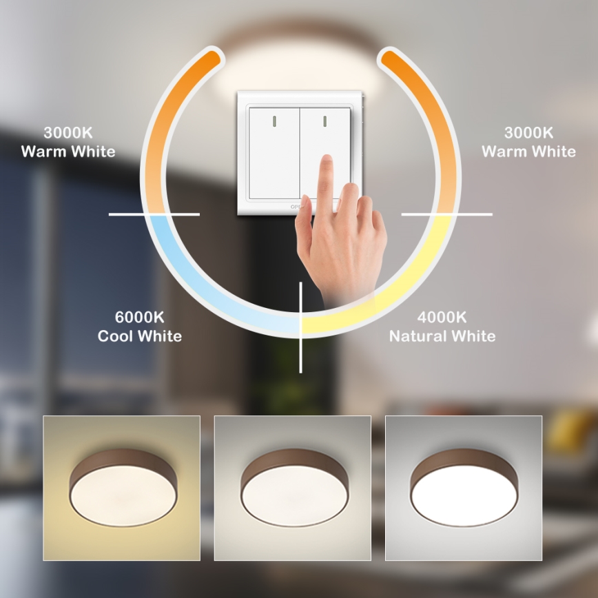 Brilagi - Plafonieră LED POOL, 60 W, 230 V, 3000/4000/6000 K, Ø 50 cm, maro
