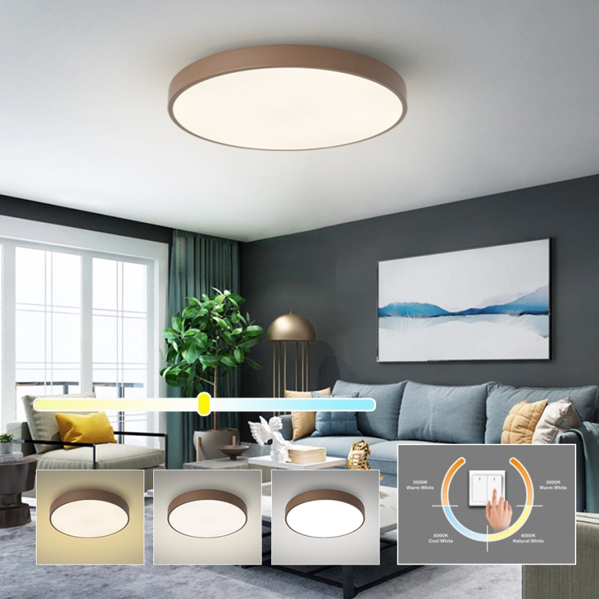 Brilagi - Plafonieră LED POOL, 60W, 230V, 3000/4000/6000K, Ø 60 cm, maro