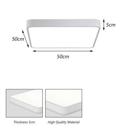 Brilagi - Plafonieră LED POOL SQUARE LED/48W/230V 3000/4500/6000K 50x50 cm alb