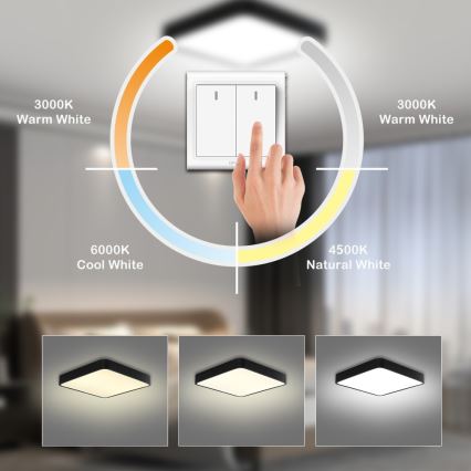 Brilagi - Plafonieră POOL SQUARE LED/48W/230V 3000/4500/6000K 50x50 cm neagră