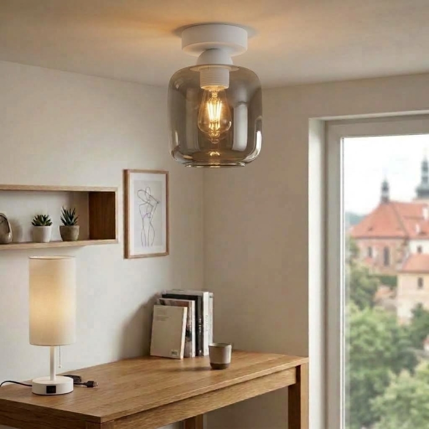 BRILAGI - Plafonieră LED RETRO GLASS 1xE27/60W/230V Ø 14 cm alb/gri fumuriu