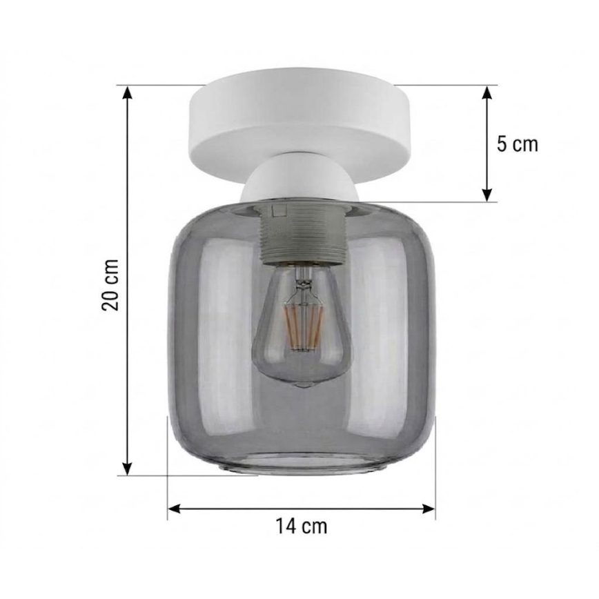 BRILAGI - Plafonieră LED RETRO GLASS 1xE27/60W/230V Ø 14 cm alb/gri fumuriu