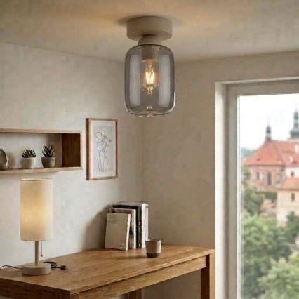 BRILAGI - Plafonieră LED RETRO GLASS 1xE27/60W/230V diametru 14 cm bej/gri fumuriu