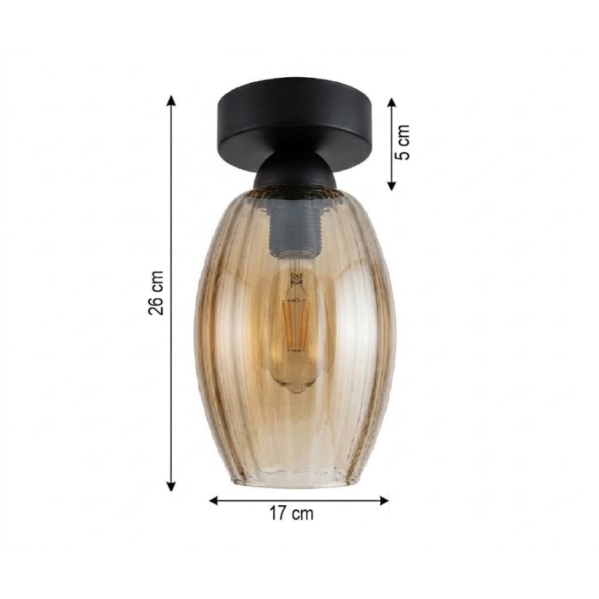BRILAGI - Plafonieră LED RETRO GLASS 1xE27/60W/230V Ø 17 cm negru/bej fumuriu