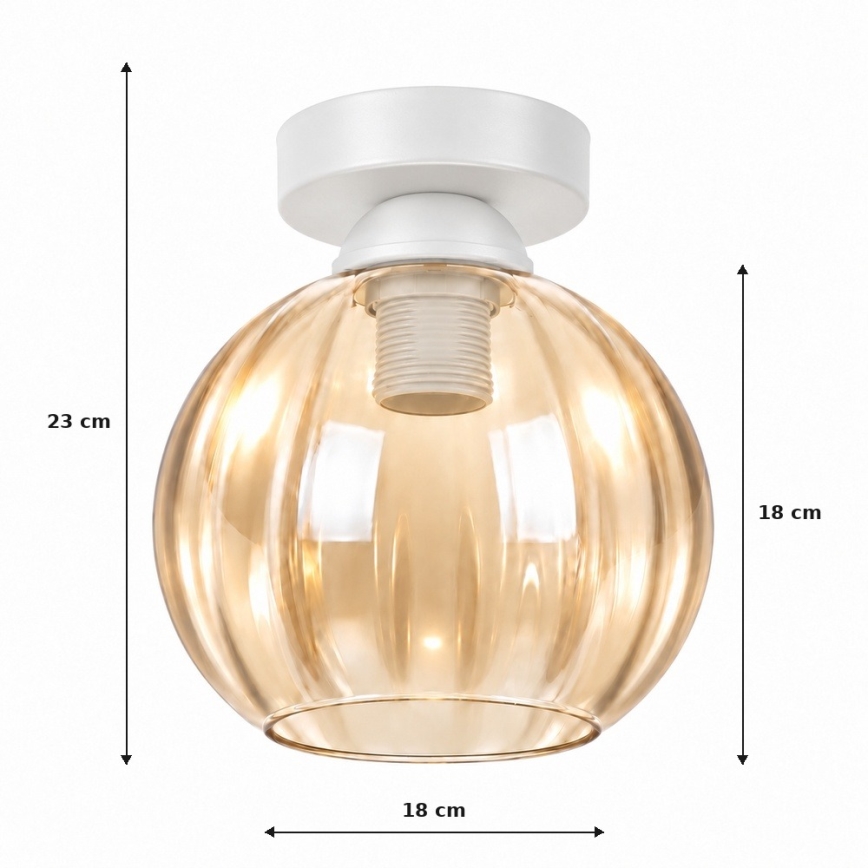 BRILAGI - Plafonier LED RETRO GLASS 1xE27/60W/230V Ø 18 cm alb/bej fumuriu
