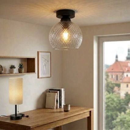 BRILAGI - Plafonieră LED RETRO GLASS 1xE27/60W/230V Ø 18 cm negru/gri fumuriu