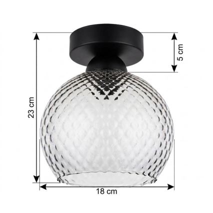 BRILAGI - Plafonieră LED RETRO GLASS 1xE27/60W/230V Ø 18 cm negru/gri fumuriu