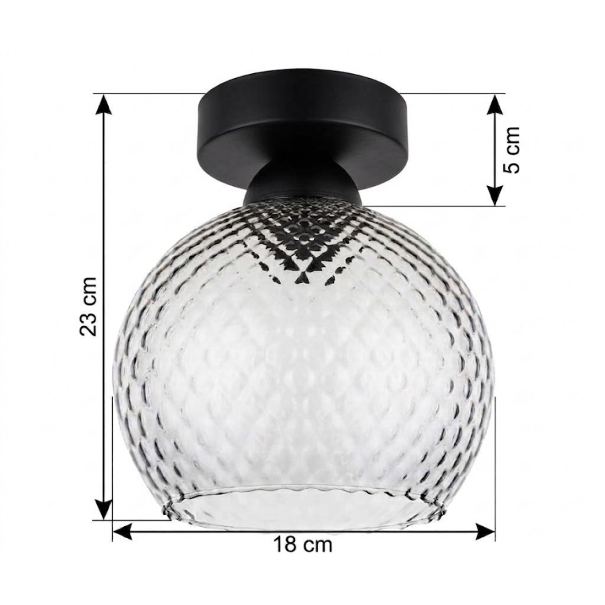 BRILAGI - Plafonieră LED RETRO GLASS 1xE27/60W/230V Ø 18 cm negru/gri fumuriu