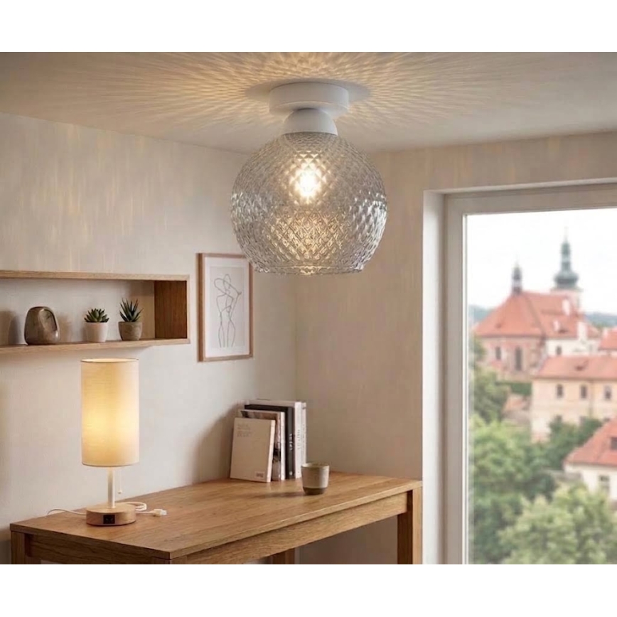 BRILAGI - Plafonieră LED RETRO GLASS 1xE27/60W/230V Ø 25 cm alb/gri fumuriu