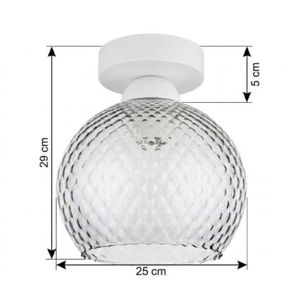 BRILAGI - Plafonieră LED RETRO GLASS 1xE27/60W/230V Ø 25 cm alb/gri fumuriu