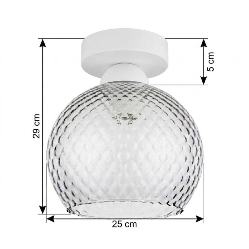 BRILAGI - Plafonieră LED RETRO GLASS 1xE27/60W/230V Ø 25 cm alb/gri fumuriu