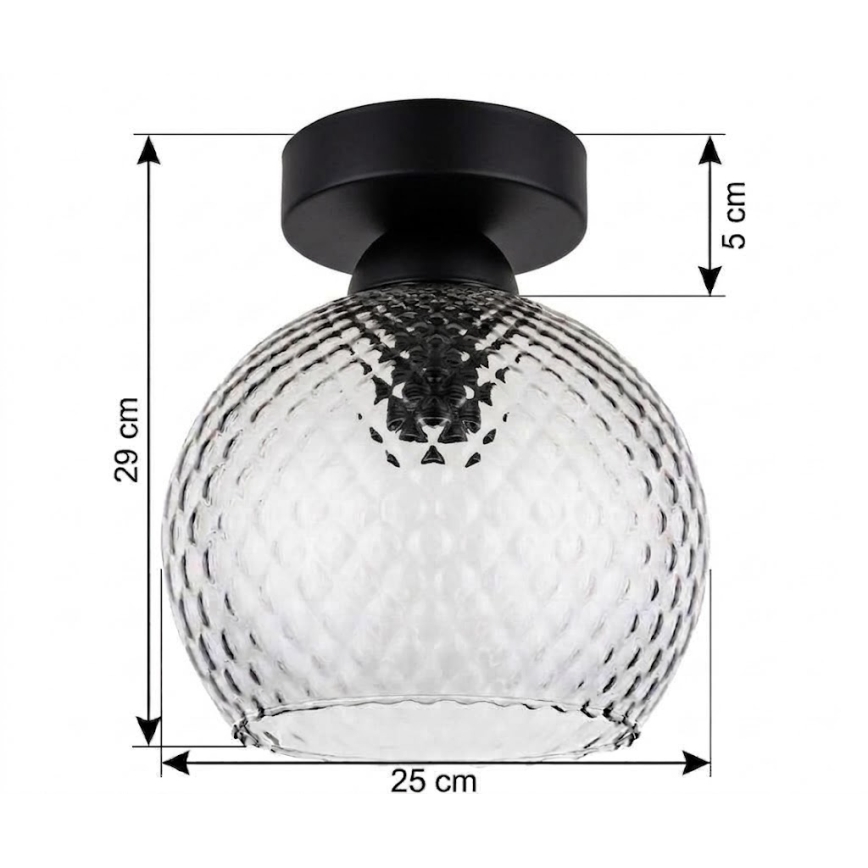 BRILAGI - Plafonieră LED RETRO GLASS 1xE27/60W/230V Ø 25 cm negru/gri fumuriu