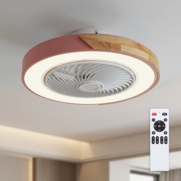 Brilagi - Plafonieră LED reglabilă cu ventilator LED/38W/230V 3000-6500K Ø 50 cm roz/stejar + telecomandă