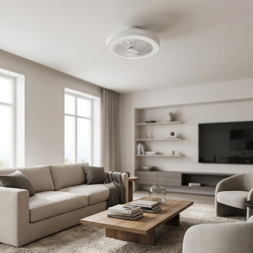 Brilagi - Plafonieră LED dimabilă cu ventilator, 38 W, 230 V, 3000–6500 K, Ø 46 cm, alb, cu telecomandă