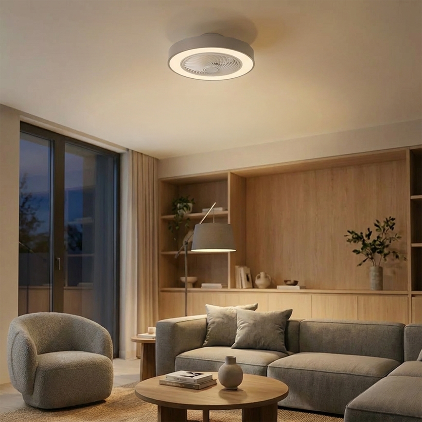 Brilagi - Plafonieră LED reglabilă cu ventilator LED/38W/230V 3000-6500K Ø 50 cm, gri + telecomandă