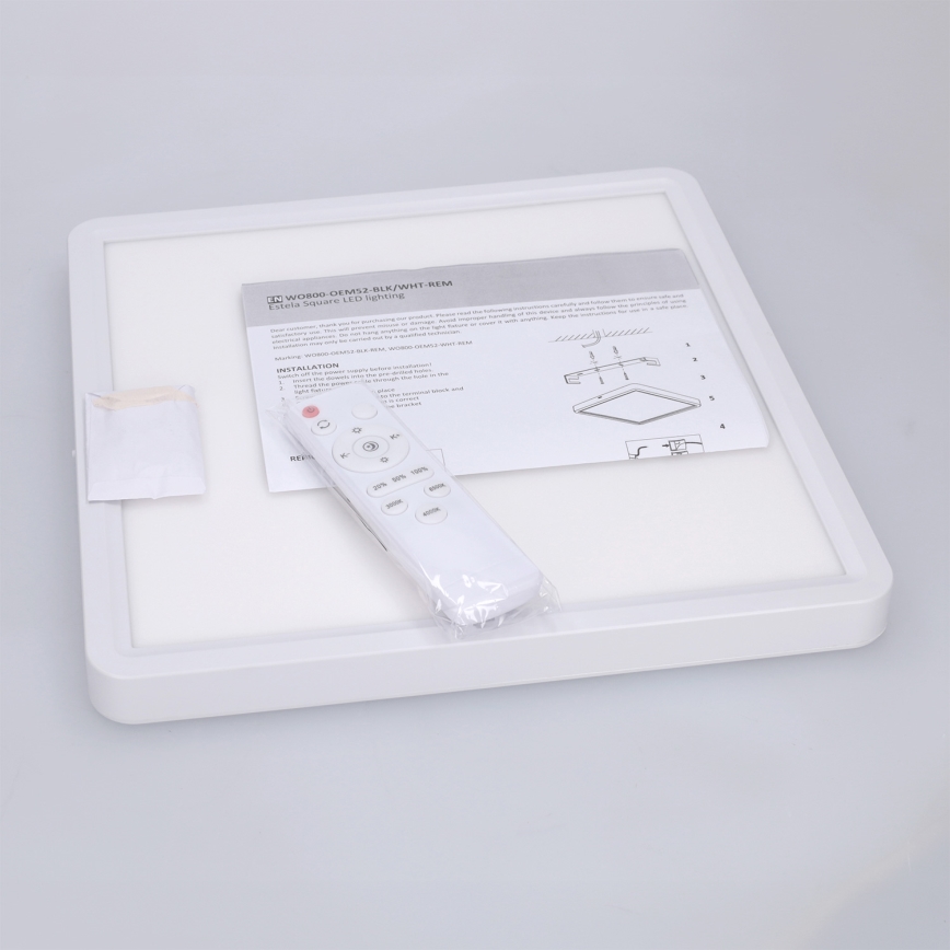 Brilagi - Plafonieră LED dimabilă ESTELA SQUARE, 36 W, 230 V, 3000–6500 K, 31 x 31 cm, alb, cu telecomandă inclusă