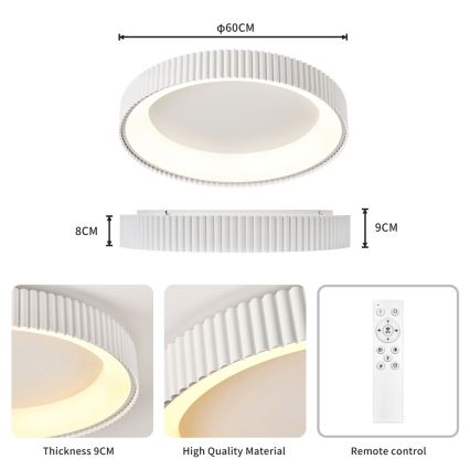 BRILAGI - Lampă de tavan LED dimmabilă FALCON MODERN LED/54W/230V 3000-6000K Ø 60 cm albă + telecomandă