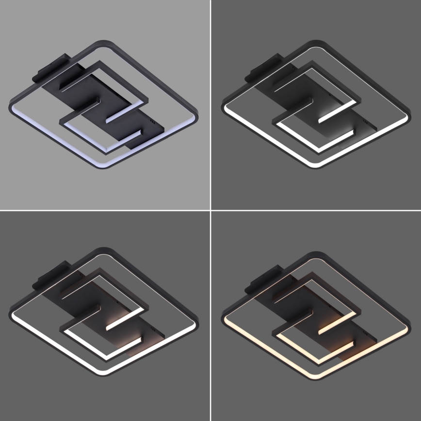 Brilagi - Plafonieră LED dimabilă FLARE LED/34W/230V 3000-6000K 48x48 cm neagră + telecomandă