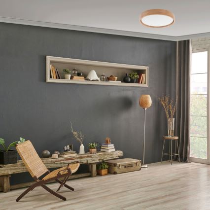 Brilagi - Plafonieră LED dimmabilă MANAROLA LED/24W/230V Ø 42 cm 3000–6500K stejar + telecomandă