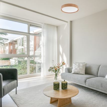 Brilagi - Plafonieră LED dimmabilă MANAROLA LED/24W/230V Ø 42 cm 3000–6500K stejar + telecomandă