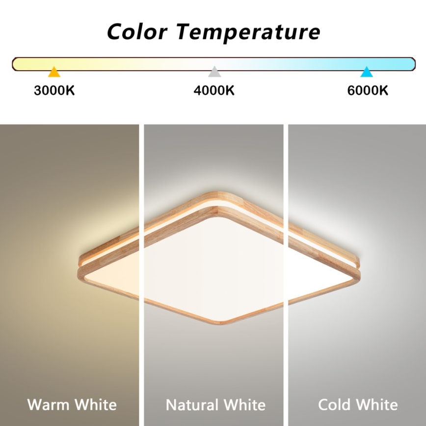 Brilagi - Plafonieră LED reglabilă MOLINA SQUARE LED/80W/230V 3000-6000K stejar 60x60 cm + telecomandă