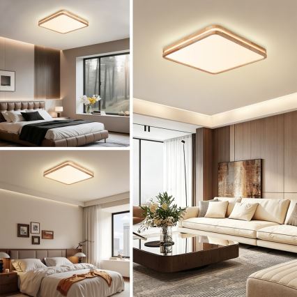 Brilagi - Plafonieră LED reglabilă MOLINA SQUARE LED/80W/230V 3000-6000K stejar 60x60 cm + telecomandă