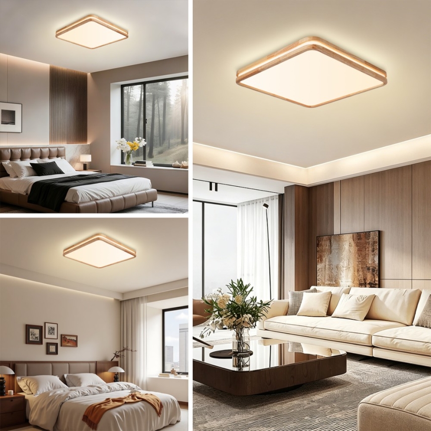 Brilagi - Plafonieră LED reglabilă MOLINA SQUARE LED/80W/230V 3000-6000K stejar 60x60 cm + telecomandă