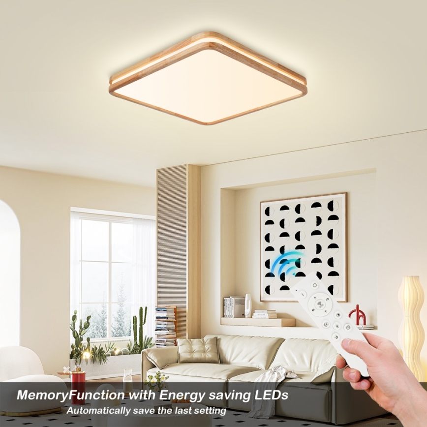 Brilagi - Plafonieră LED reglabilă MOLINA SQUARE LED/80W/230V 3000-6000K stejar 60x60 cm + telecomandă