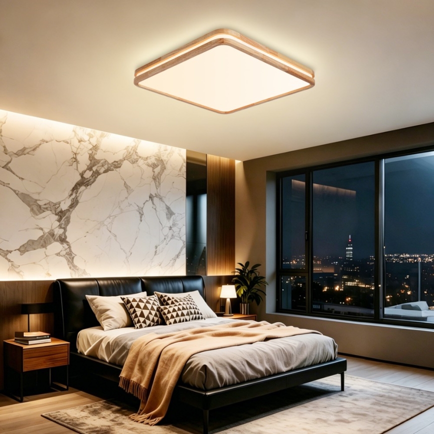 Brilagi - Plafonieră LED reglabilă MOLINA SQUARE LED/80W/230V 3000-6000K stejar 60x60 cm + telecomandă