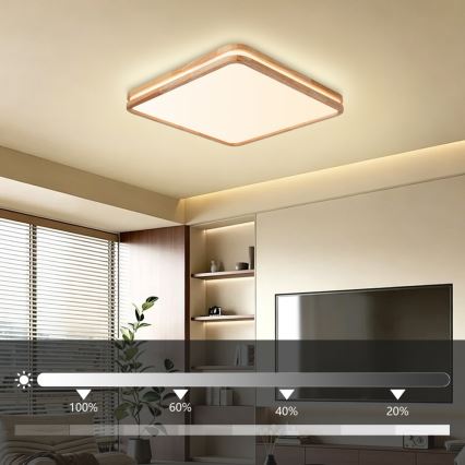 Brilagi - Plafonieră LED reglabilă MOLINA SQUARE LED/80W/230V 3000-6000K stejar 60x60 cm + telecomandă