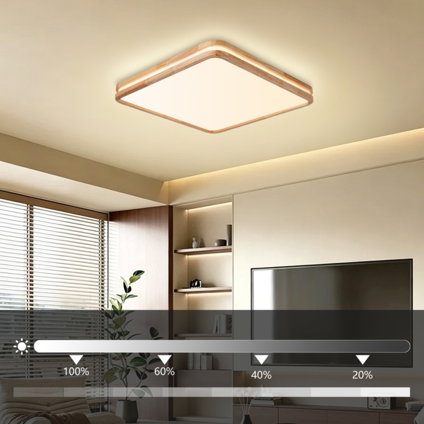 Brilagi - Plafonieră LED reglabilă MOLINA SQUARE LED/80W/230V 3000-6000K stejar 60x60 cm + telecomandă