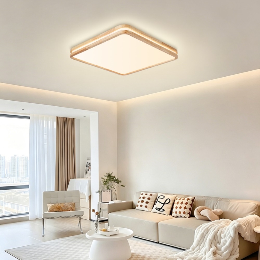 Brilagi - Plafonieră LED reglabilă MOLINA SQUARE LED/80W/230V 3000-6000K stejar 60x60 cm + telecomandă