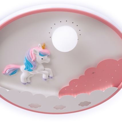 Brilagi - Plafonieră LED reglabilă pentru copii UNICORN, LED 68W, 230V, 3000–6000K, Ø 49 cm + telecomandă